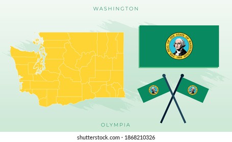 Vector flag of Washington Map, Washington Map, illustration