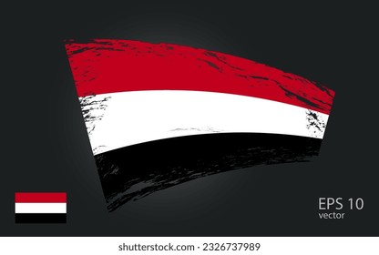 Vector flag of Yemen, illustration.
. Brush paint stroke trail view.
