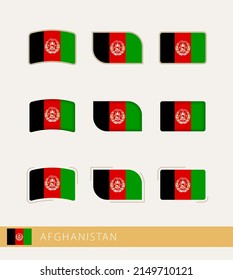 Vector flags of Afghanistan, collection of Afghanistan flags. Vector icon.