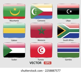 Vector flags of African countries, illustration design.