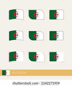 Vector flags of Algeria, collection of Algeria flags. Vector icon.