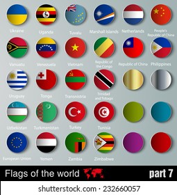 vector Flags of all countries  with shadows