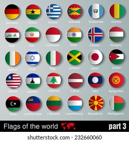 vector Flags of all countries  with shadows