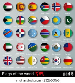 vector Flags of all countries  with shadows