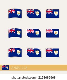 Banderas vectoras de Anguila, colección de banderas de Anguila. Icono del vector.