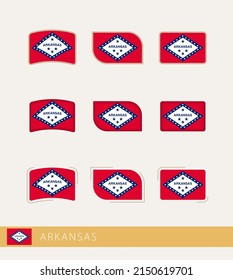 Vector flags of Arkansas, collection of Arkansas flags. Vector icon.