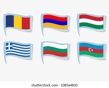 Vector flags of Armenia, Azerbaijan, Bulgaria, Hungary, Greece, Romania