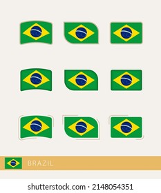 Vector flags of Brazil, collection of Brazil flags. Vector icon.