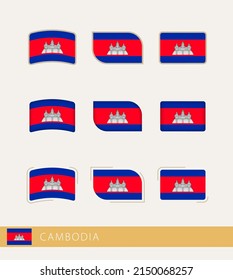 Vector flags of Cambodia, collection of Cambodia flags. Vector icon.