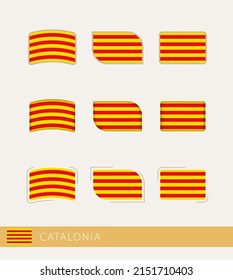 Vector flags of Catalonia, collection of Catalonia flags. Vector icon.