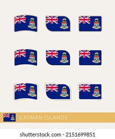 Banderas vectoras de las Islas Caimán, colección de banderas de las Islas Caimán. Icono del vector.