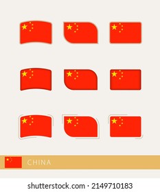 Vector flags of China, collection of China flags. Vector icon.
