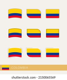 Vector flags of Colombia, collection of Colombia flags. Vector icon.