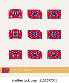 Vector flags of Confederate, collection of Confederate flags. Vector icon.
