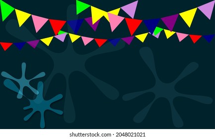 Vector of flags decorated on a dark background for the background of Songkran Festival in Thailand or as a background for other occasions.