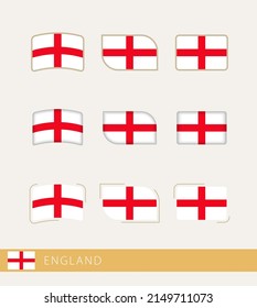 Vector flags of England, collection of England flags. Vector icon.