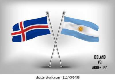 VECTOR FLAGS. EPS. ICELAND AND ARGENTINA