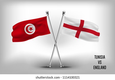 VECTOR FLAGS. EPS. TUNISIA AND ENGLAND