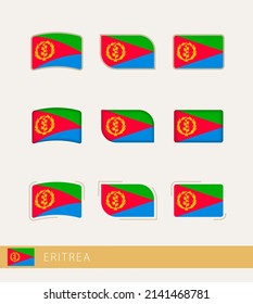 Banderas vectoras de Eritrea, colección de banderas de Eritrea. Icono del vector.