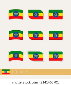 Vector flags of Ethiopia, collection of Ethiopia flags. Vector icon.