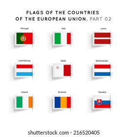 Vector Flags of EU countries on a white background. Part 02
