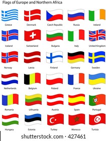 Vector Flags of Europe and Northern Africa with a wavy appearance. See portfolio for more flags.