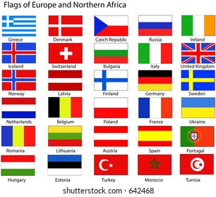 Vector flags of Europe and Northern Africa