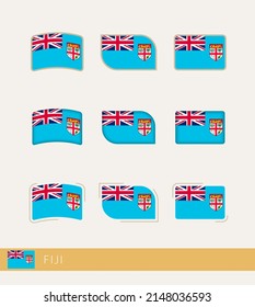 Banderas vectoras de Fiji, colección de banderas de Fiji. Icono del vector.