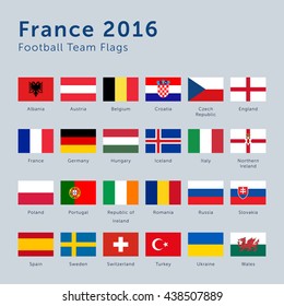 Vector Flags of France 2016 Football Championship