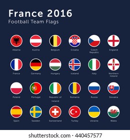 Vector Flags of France 2016 Football Championship Circle Outline