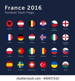 Vector Flags of France 2016 Football Championship Circle