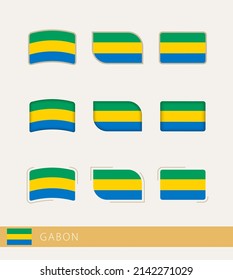 Vector flags of Gabon, collection of Gabon flags. Vector icon.