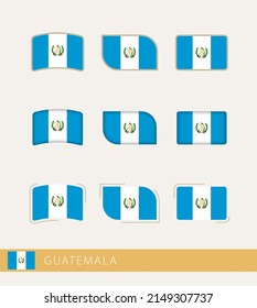 Banderas vectoras de Guatemala, colección de banderas de Guatemala. Icono del vector.