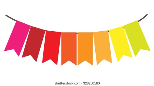 vector flags hanging from a line