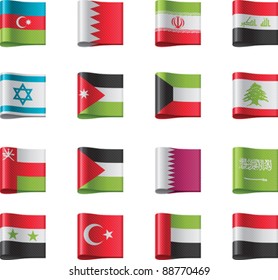 Vector flags icon set. Asia, part 8