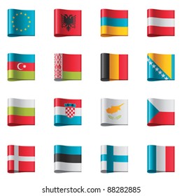 Vector flags icon set. Europe, part 1