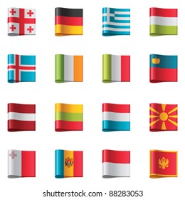 Vector flags icon set. Europe, part 2