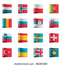 Vector flags icon set. Europe, part 3