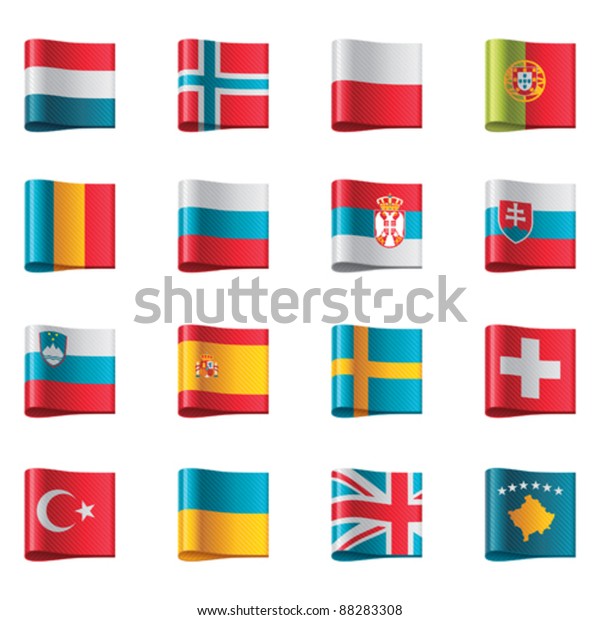 Vector Flags Icon Set Europe Part Stock Vector (Royalty Free) 88283308