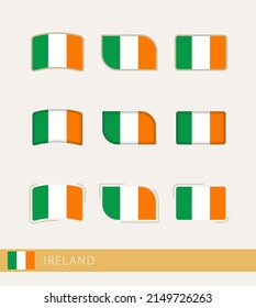 Vector flags of Ireland, collection of Ireland flags. Vector icon.