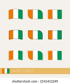 Vector flags of Ivory Coast, collection of Ivory Coast flags. Vector icon.