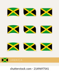 Vector flags of Jamaica, collection of Jamaica flags. Vector icon.