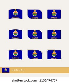 Vector flags of Kansas, collection of Kansas flags. Vector icon.