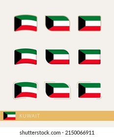 Vector flags of Kuwait, collection of Kuwait flags. Vector icon.