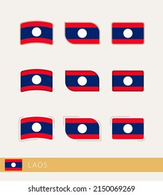 Vector flags of Laos, collection of Laos flags. Vector icon.