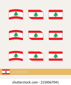 Vector flags of Lebanon, collection of Lebanon flags. Vector icon.