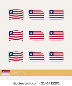 Vector flags of Liberia, collection of Liberia flags. Vector icon.