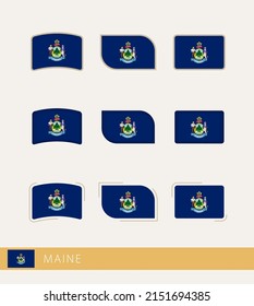 Vector flags of Maine, collection of Maine flags. Vector icon.