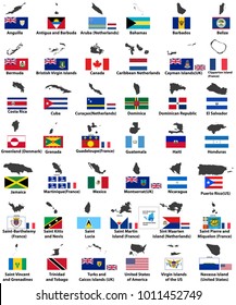 vector flags and maps of North American countries 