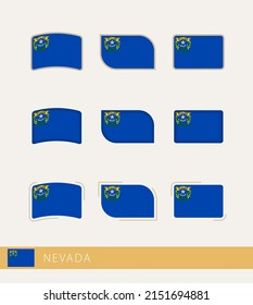 Vector flags of Nevada, collection of Nevada flags. Vector icon.